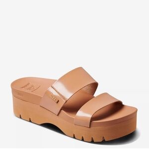 Reef Cushion Vista Higher Sandal Wedge Heels Natural Tan Size 8